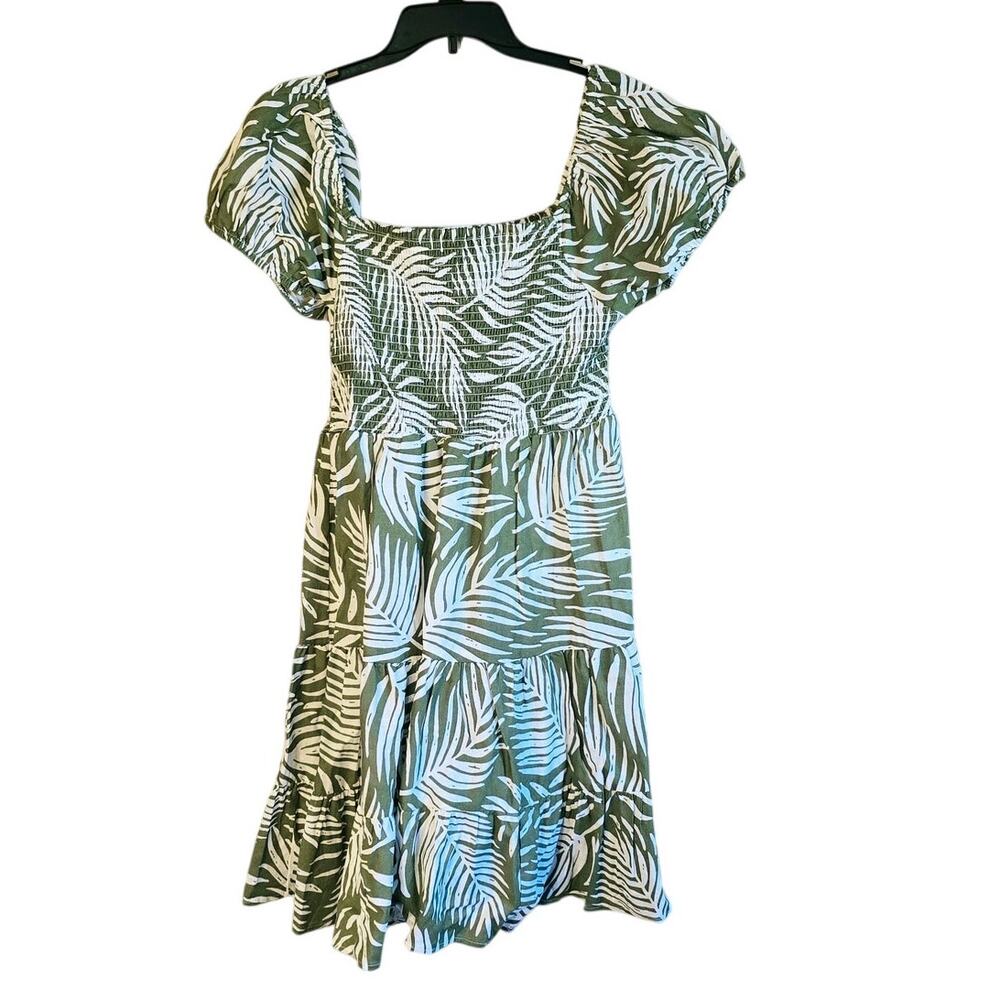 Lapogee green palm linen blend off shoulder dress size 1x